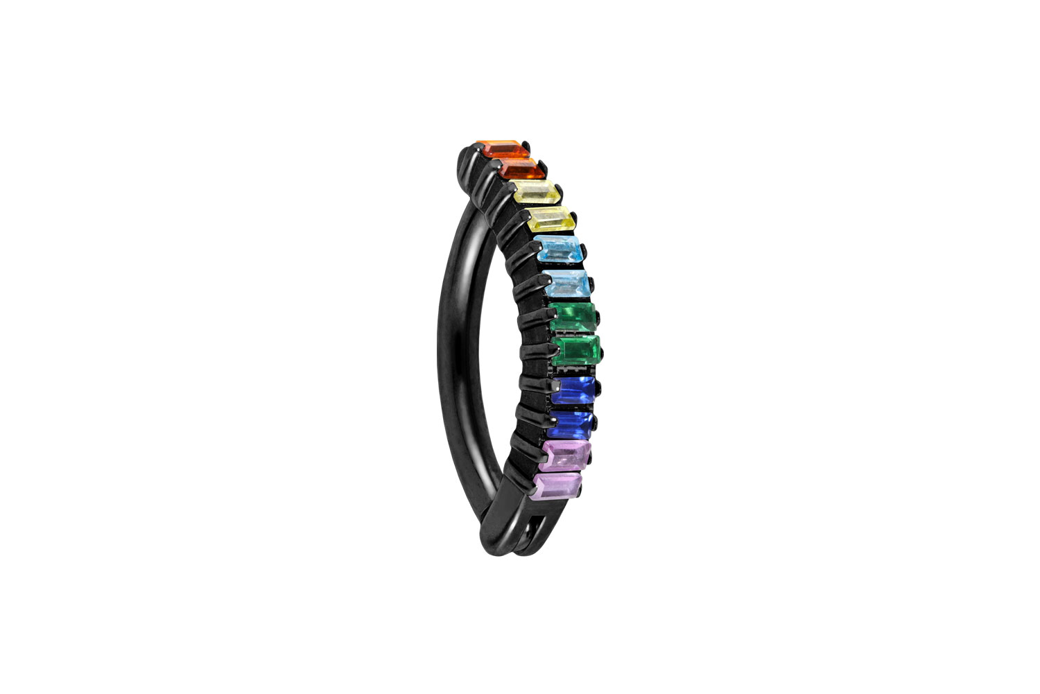 Titan Bauchnabelclicker Bauchnabelpiercing BOGEN + EINGEFASSTE BUNTE KRISTALLRECHTECKE